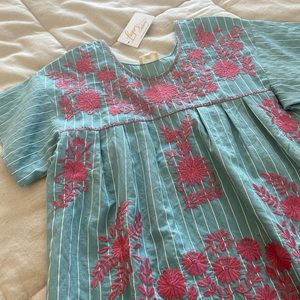 Embroidered floral striped blouse